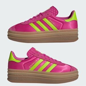 Adidas Gazelle Women's Vibrant Pink and Lime Sneakers
